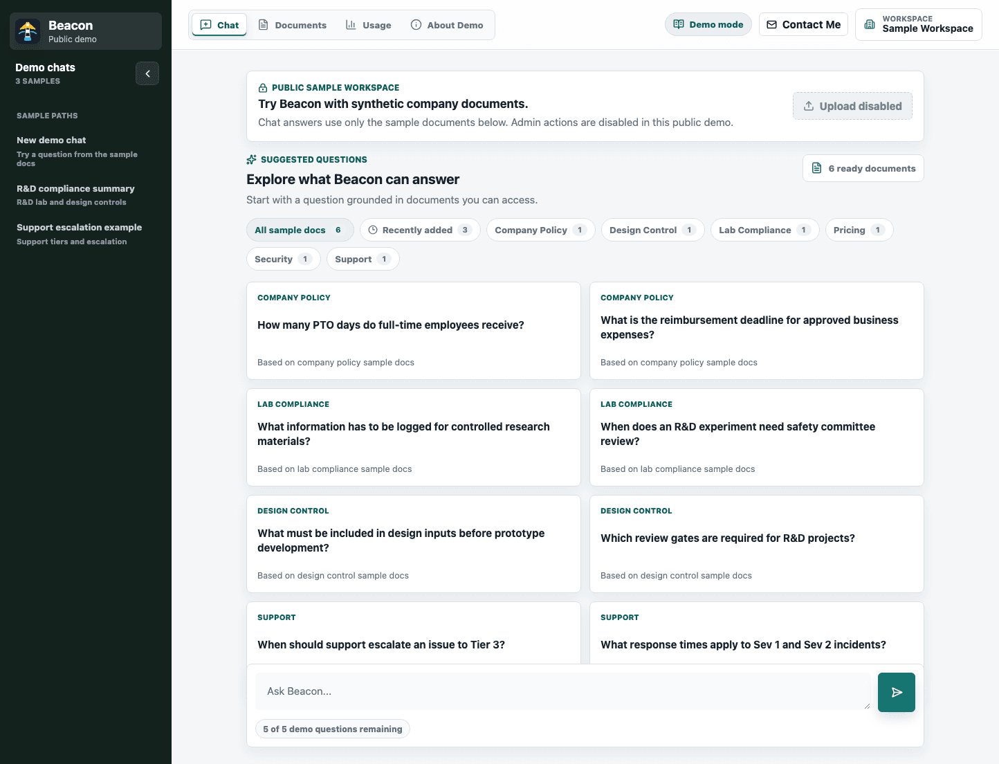 Beacon demo screenshot